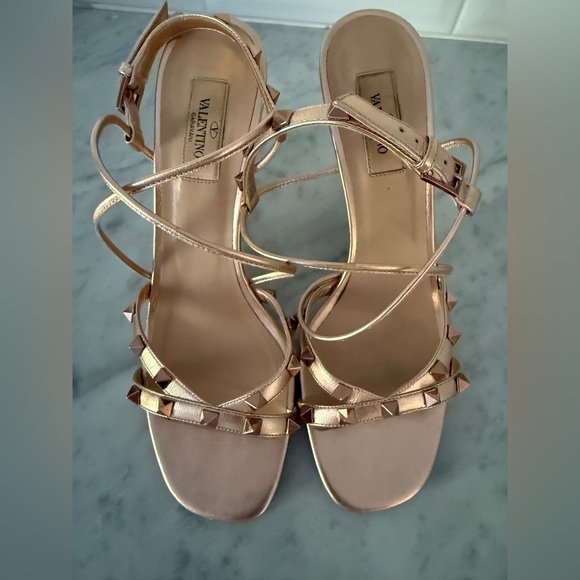 Valentino Rose Gold Rock Stud Stiletto Sandals - Picture 1 of 9